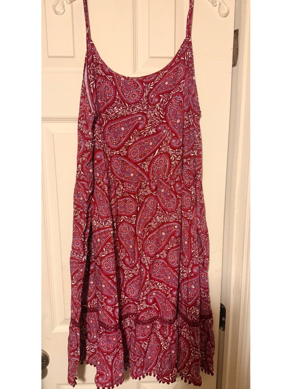 Women’s Old Navy Burgundy Red Paisley Boho Sundress XL Ruffle Dress